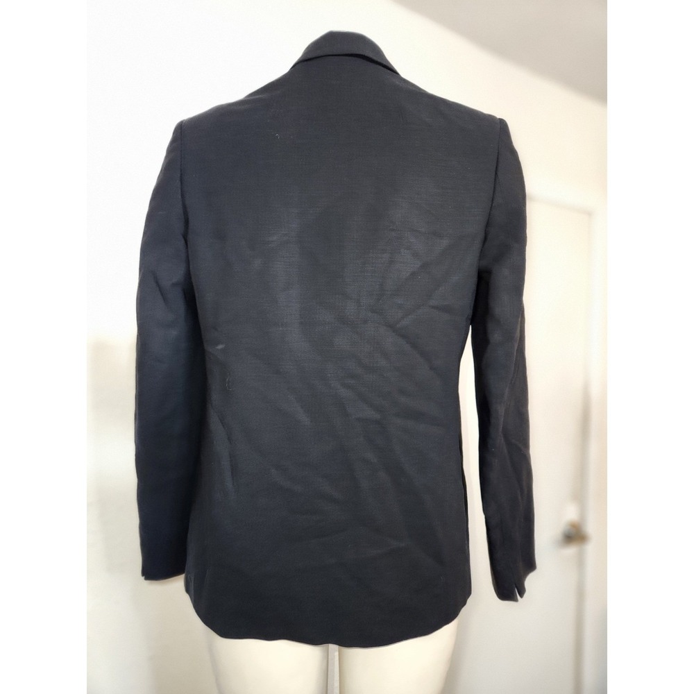 Banana Republic Made in Italy Black 100% Wool Hook Eye Blazer Jacket Womens 6 - Picture 3 of 9